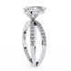 Diamond ring with a white gemstone on a white background