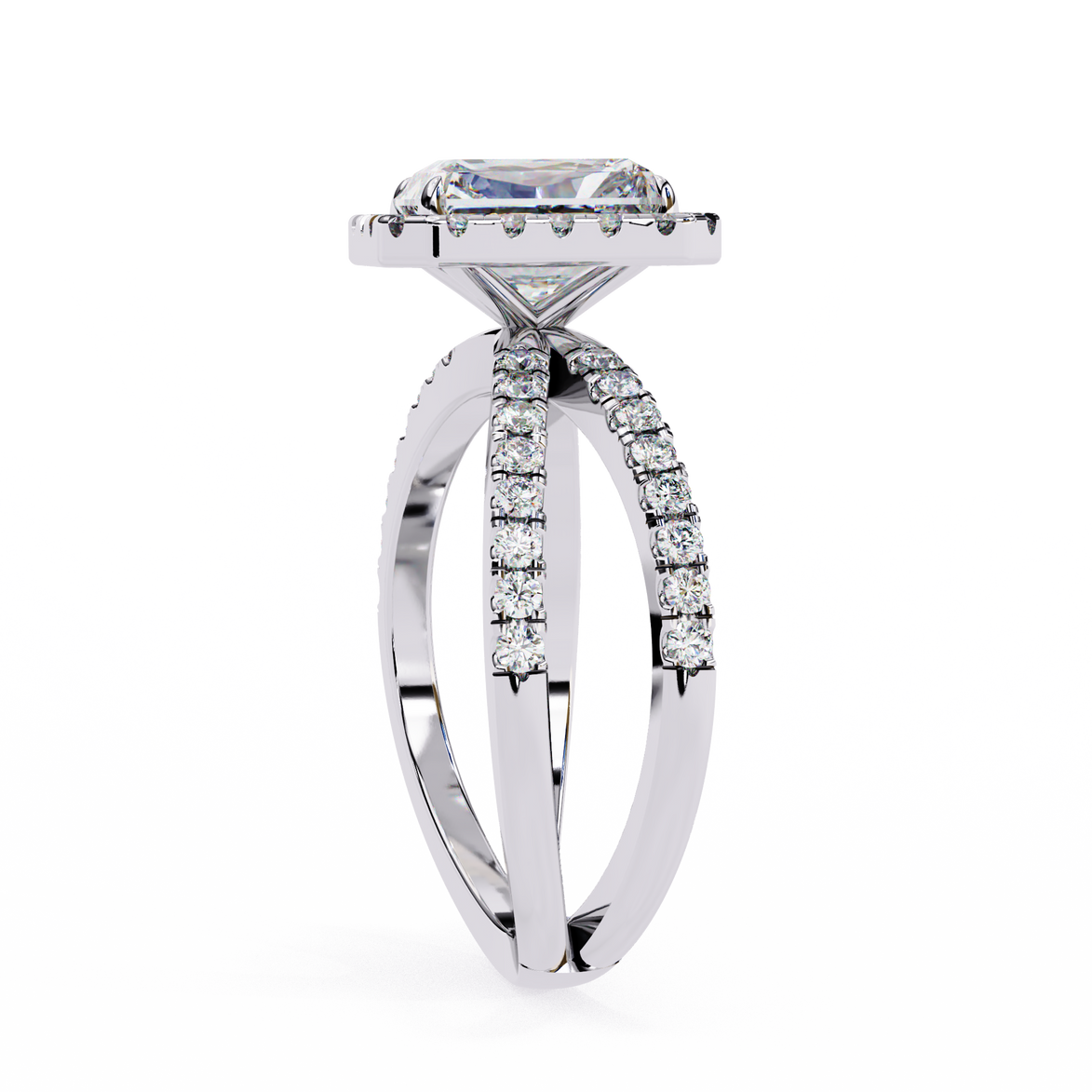Diamond ring with a white background