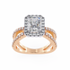 Gold ring with a diamond center stone on a white background