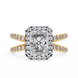 Diamond ring with gold band on a white background