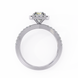 Silver ring with a diamond on a white background