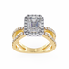 Gold ring with a diamond in the center on a white background