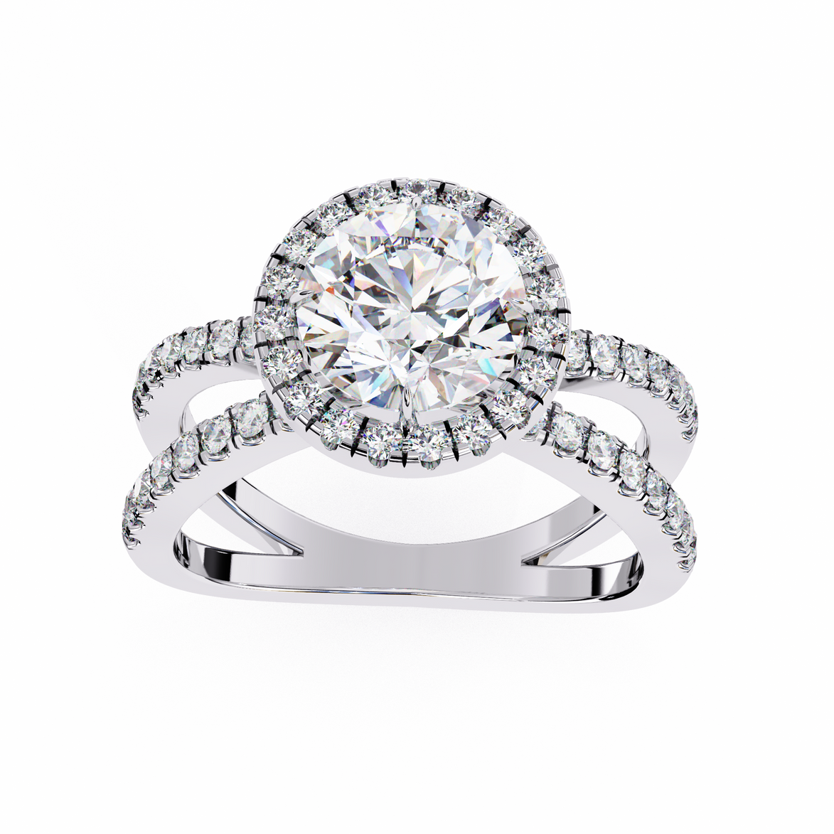 Diamond ring with a white background