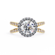 Diamond ring with gold band on a white background