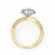 Gold ring with a diamond on a white background