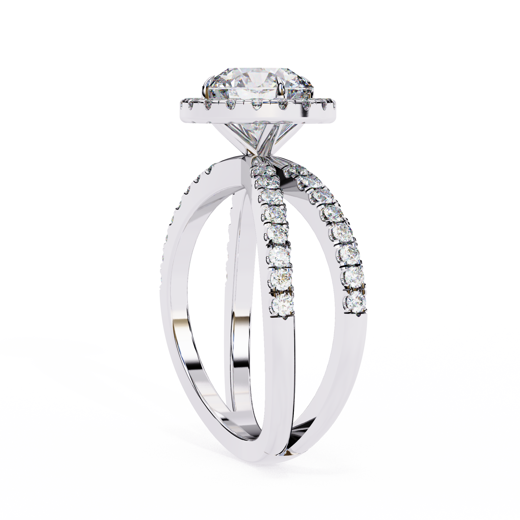 Diamond ring with a white background