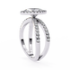 Silver ring with diamond accents on a white background