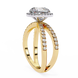 Gold ring with diamond accents on a white background