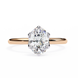 Rose gold ring with a large diamond on a white background