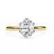 Gold ring with a large diamond on a white background