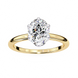 Gold ring with a large diamond on a white background