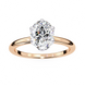 Rose gold ring with a large diamond on a white background