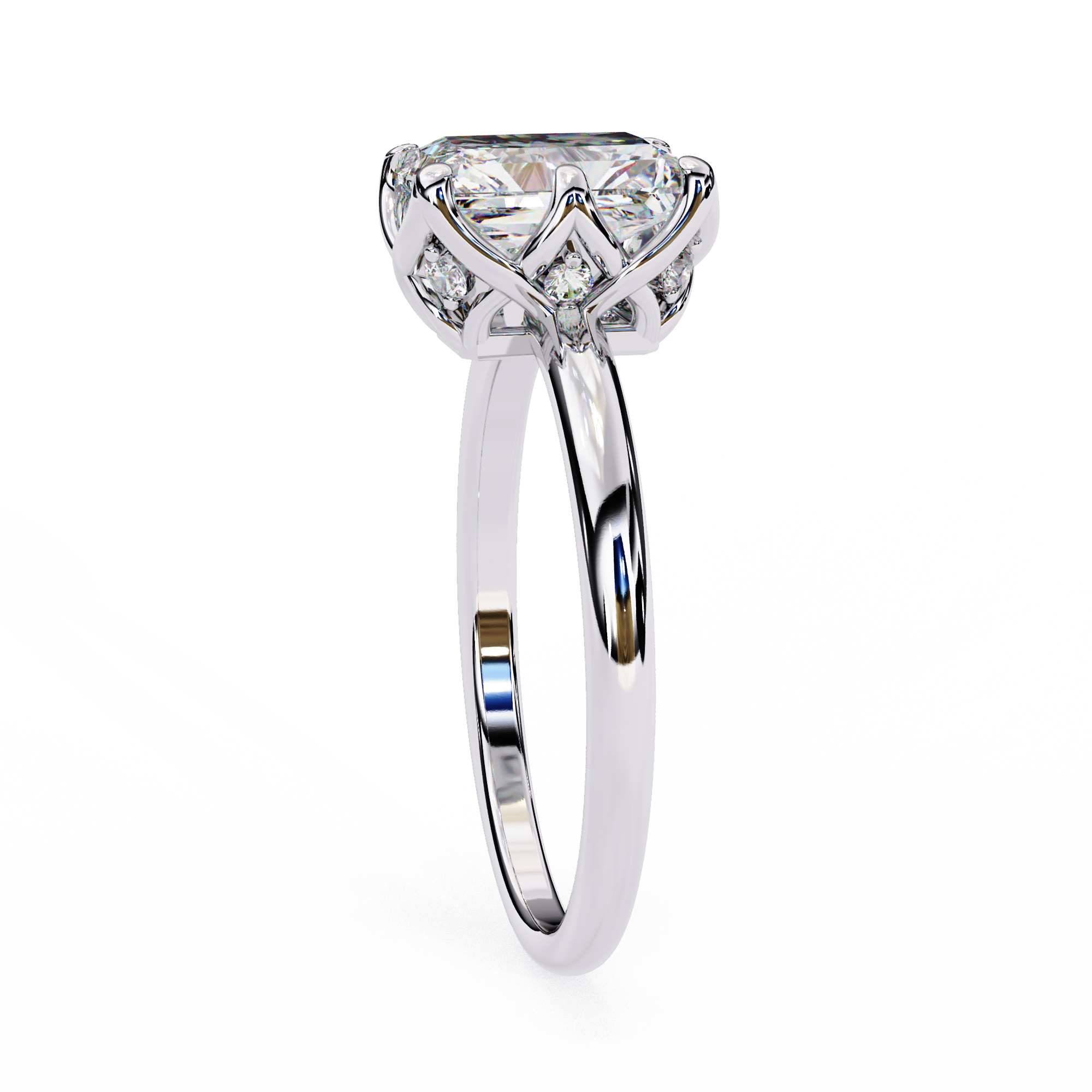 Diamond ring with a white background