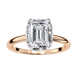 Rose gold ring with a large diamond on a white background