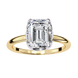 Gold ring with a large diamond on a white background