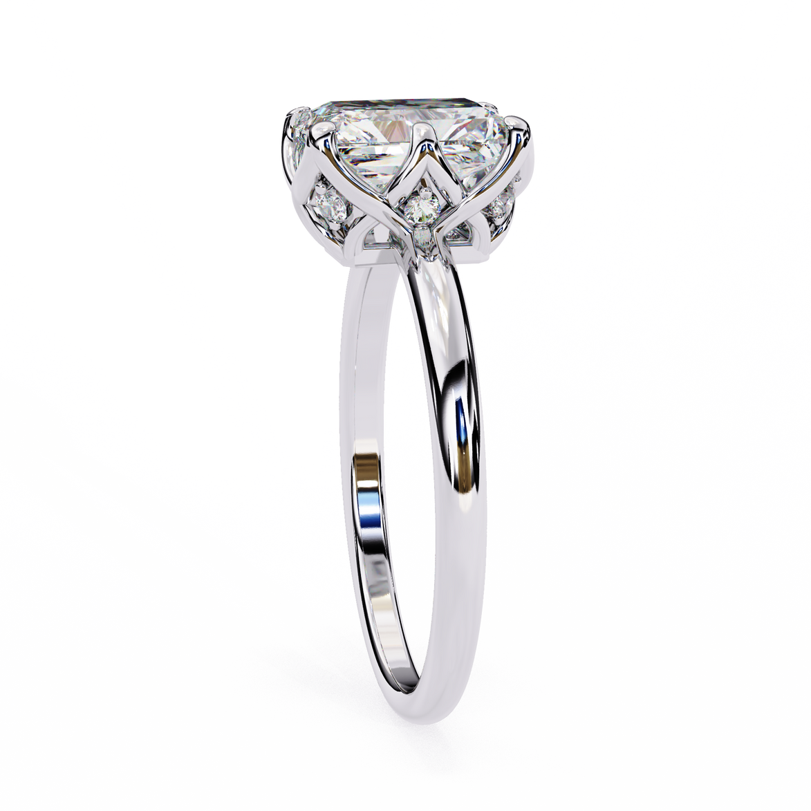 Diamond ring with a white background