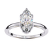 Diamond ring with a pear-shaped gemstone on a white background