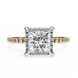 Diamond ring with a large central gemstone and smaller stones on a white background