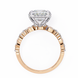 Rose gold ring with diamond on a white background