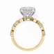 Gold ring with a diamond on a white background