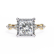 Diamond ring with a rose gold band on a white background