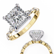 Two diamond rings with gold bands on a white background