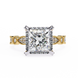 Gold and diamond ring on a white background