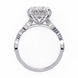 Diamond ring with a white gold band on a white background