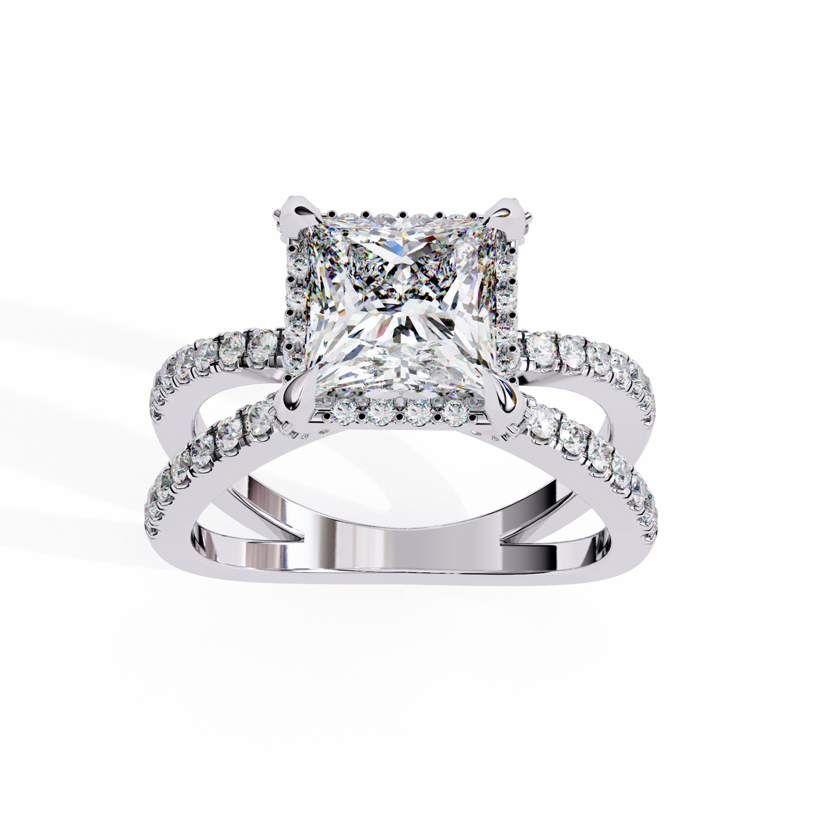 Diamond ring with a white background