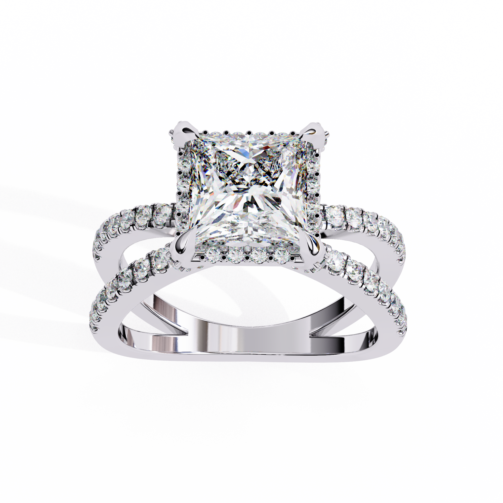 Diamond ring with a white background