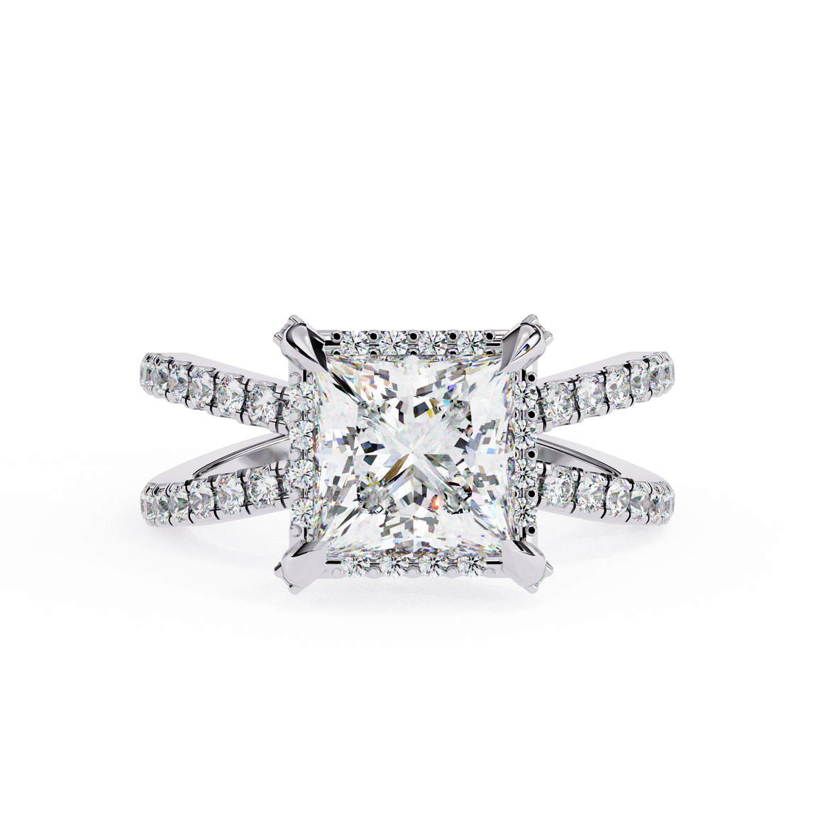 Diamond ring with a white background