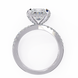 Diamond ring with a white gold band on a white background