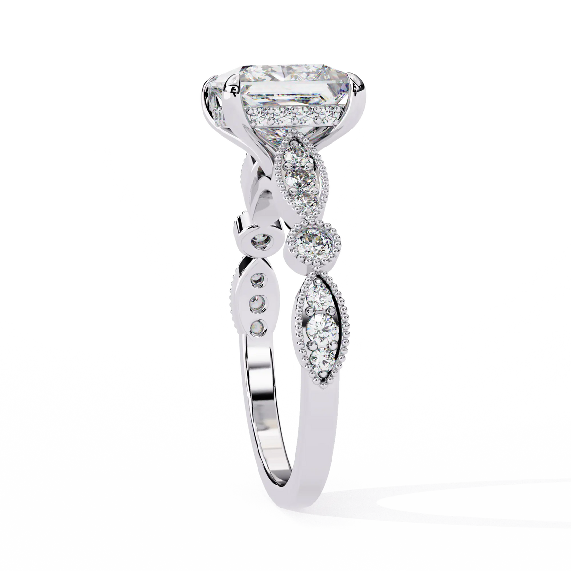 Diamond ring with a white background