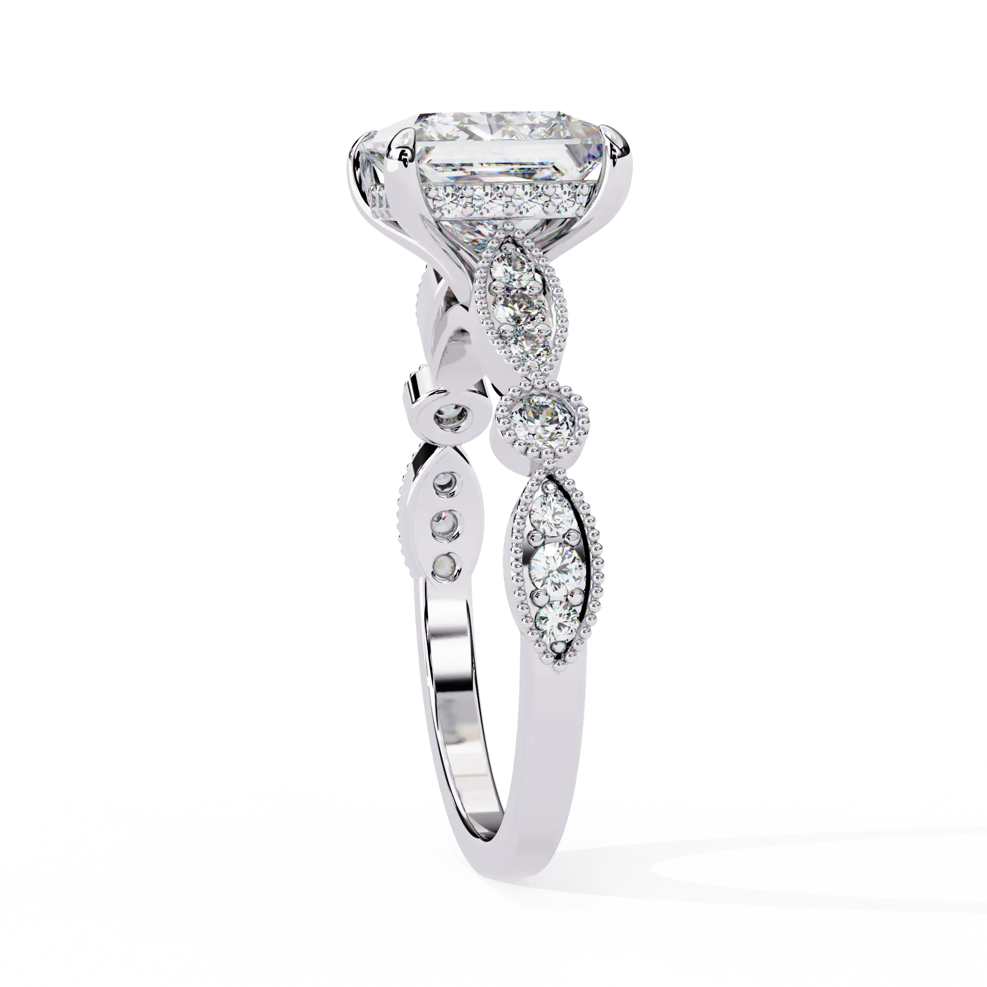 Diamond ring with a white background