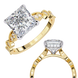 Two gold diamond rings on a white background