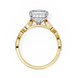 Gold ring with a diamond on a white background
