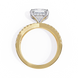 Gold ring with a diamond on a white background