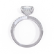 Diamond ring with a white gemstone on a white background