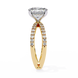 Gold ring with a diamond on a white background
