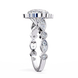 Silver ring with multiple diamond stones on a white background