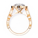 Rose gold ring with a diamond on a white background