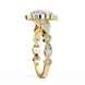 Gold ring with diamond accents on a white background