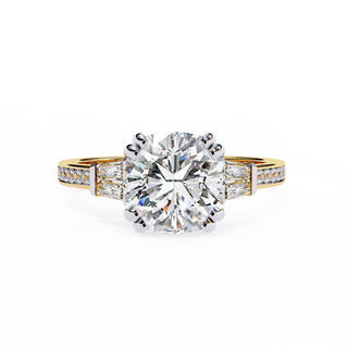 Diamond ring with gold band on a white background