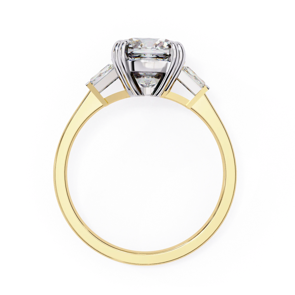 Gold ring with a diamond on a white background