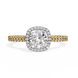 Diamond ring with yellow and white gold band on a white background