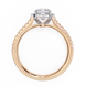 Rose gold ring with a diamond on a white background