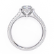 Diamond ring with a white gold band on a white background