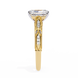 Gold ring with a diamond on a white background