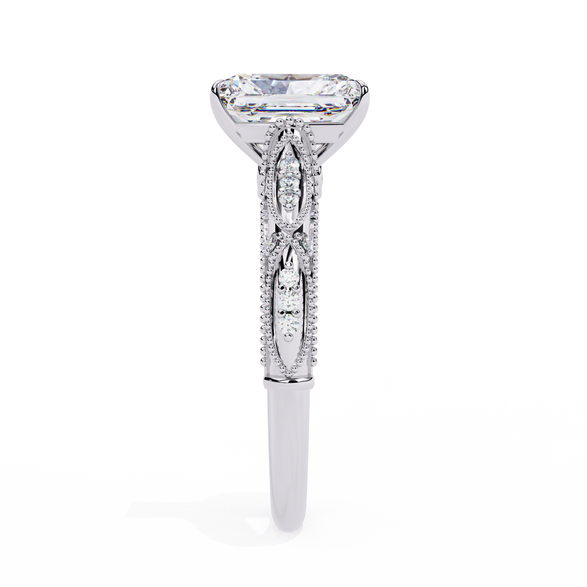 Diamond ring with a white background