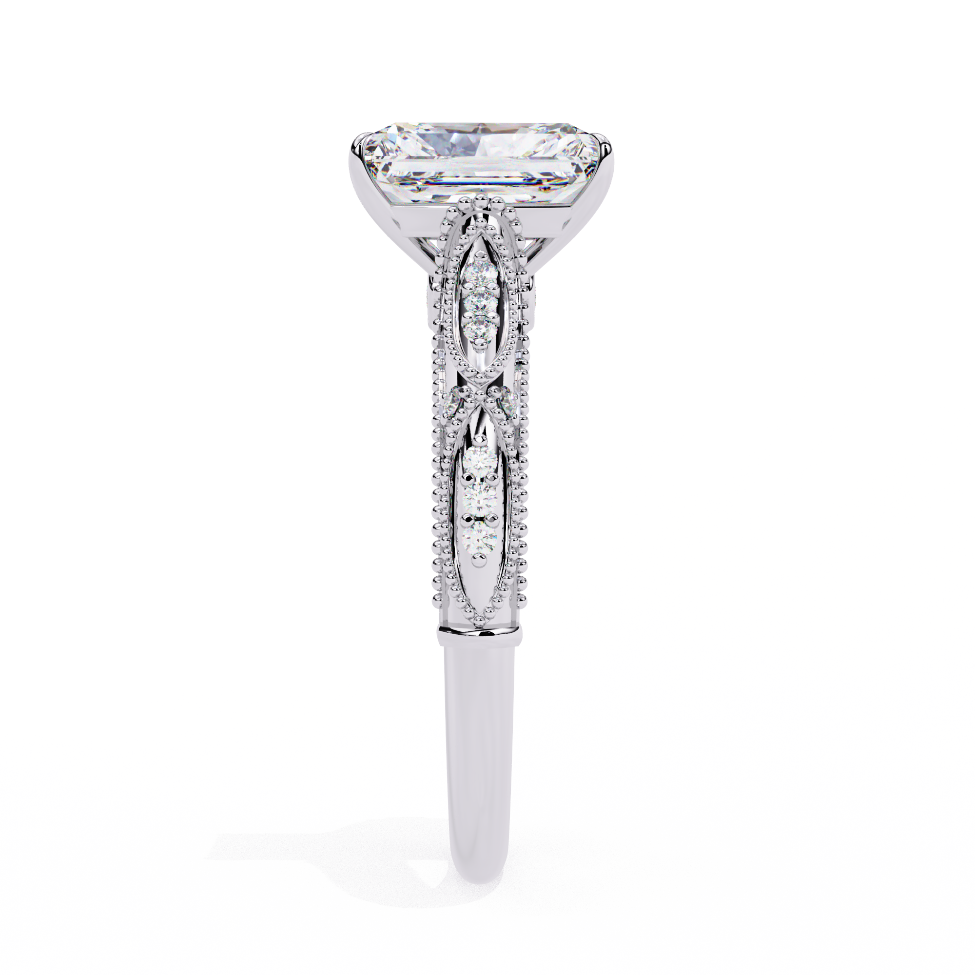 Diamond ring with a white background